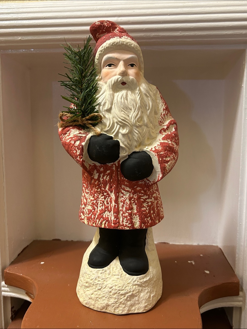 vintage-style Belsnickle Santa Claus figurine, Taiwan - molded stoneware